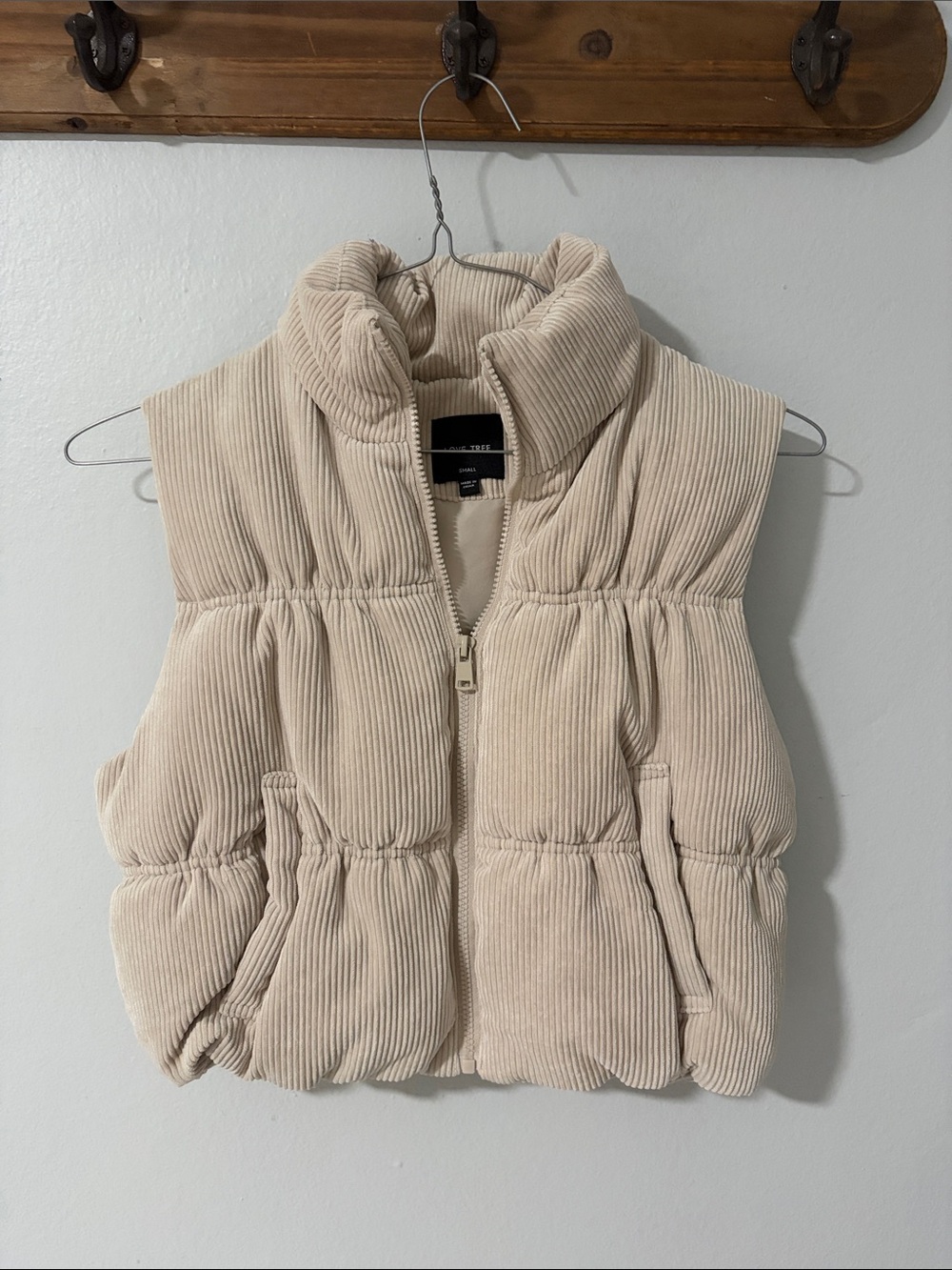 Corduroy Puffer Vest - Cream